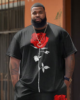 Men's Big & Tall Rose Print T-shirt Shorts Set
